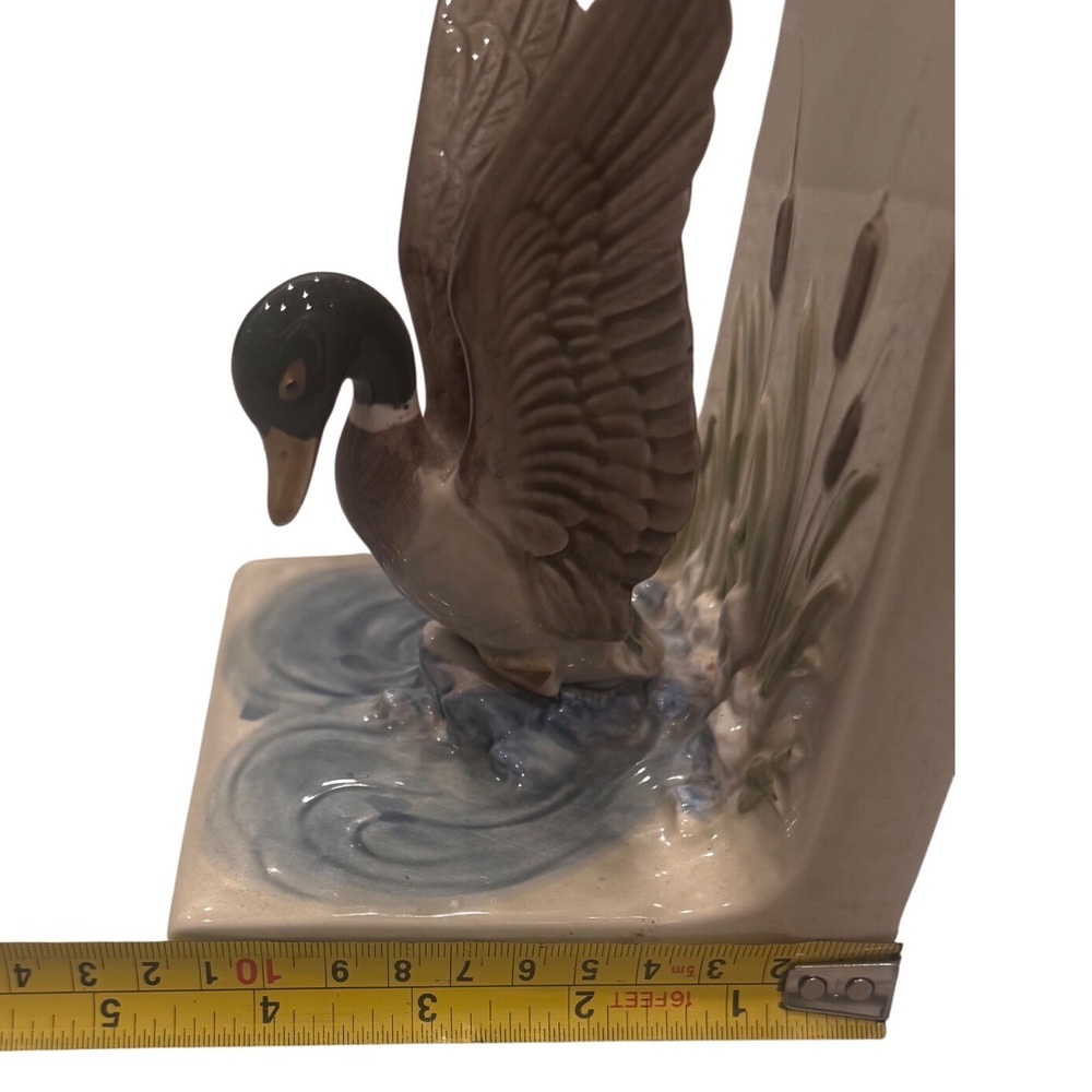 Vintage Otagiri Mallard Duck Ceramic Bookend Japan Hand Painted Wildlife Decor - Picture 6 of 10